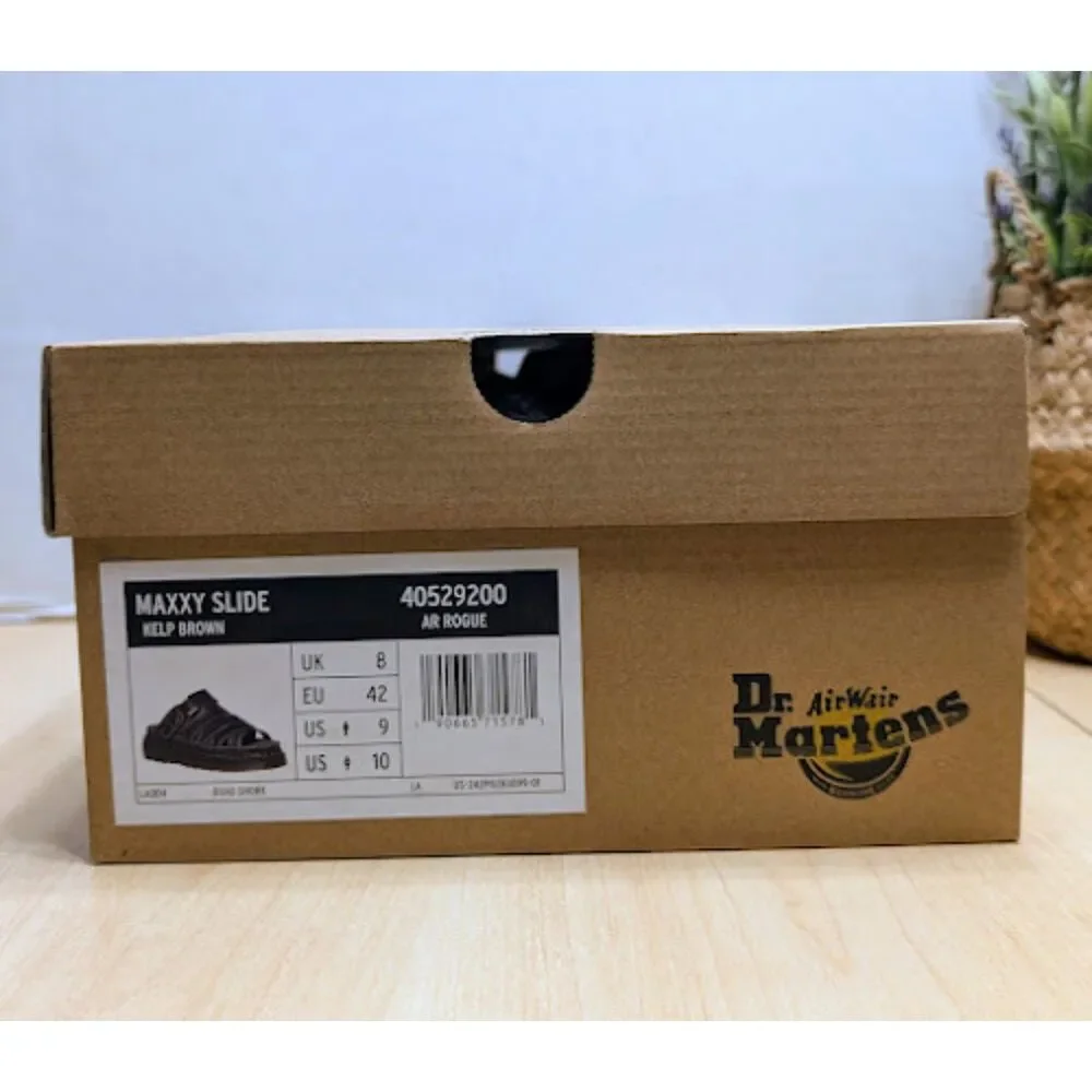 Dr. Martens Kelp Brown Maxxy Slide AR Rogue Leather Unisex Sandals UK 8 NIB